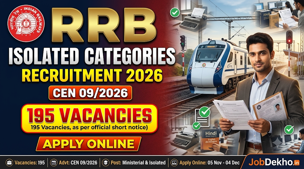 RRB Isolated Categories Recruitment 2026: Apply Online for 195 Vacancies Under CEN 09/2026
