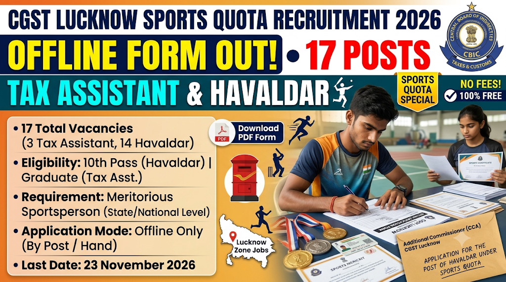 CGST Lucknow Sports Quota Recruitment 2026