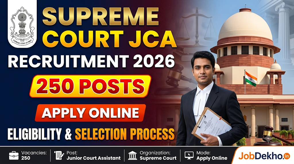 Supreme Court JCA Recruitment 2026: Apply Online for 250 Posts, Eligibility aur Selection Process