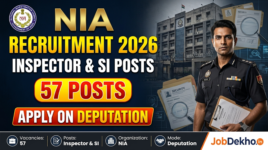 NIA Inspector and SI Recruitment 2026: Apply for 57 Posts on Deputation
